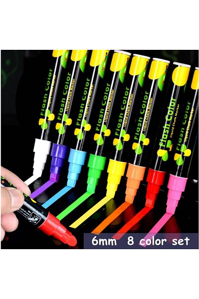 Choice 6mm 8pcs set 8 Color/set LED Highlighter Fluorescent Marker Pens Erasable Chalk 5/6/8/10mm Stationer