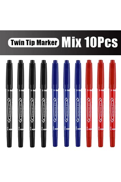 Choice Mix-10Pcs 5/10 Pcs Twin Tip Permanent Marker Black/Blue/Red Oil Marker Pen Fine Nid Marker Ink Stati
