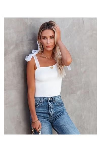 Generic Ribbon Shoulder Blouse