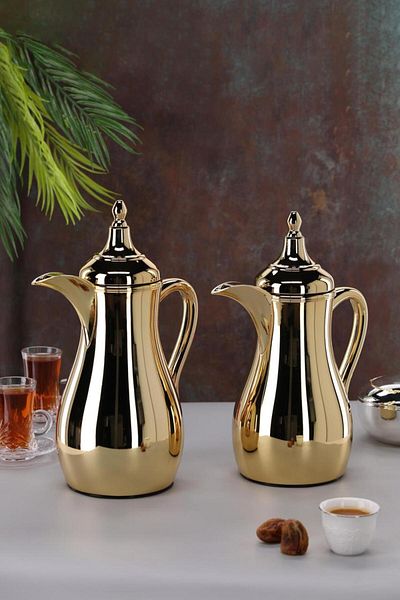 aljahwari Complete 2-piece gold tea and coffee thermos set