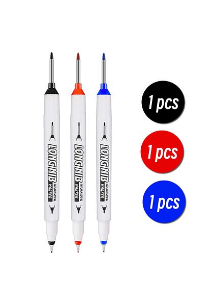Choice 1black 1red 1blue 20mm Double-Tip Deep Hole Long Head Nib Markers For Metal Pen Waterproof Bathroom