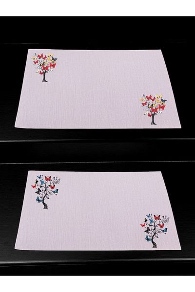 lili hediyelik Τραπέζι κουζίνας με στάμπα Butterfly Tree 2 τεμαχίων λινό πανί σερβιρίσματος 28x40 cm American Service