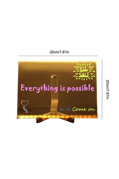 Choice 20x20cm Light Up Acrylic Message Board Rewritable DIY Children's Glowing Drawing Board Message Lamp