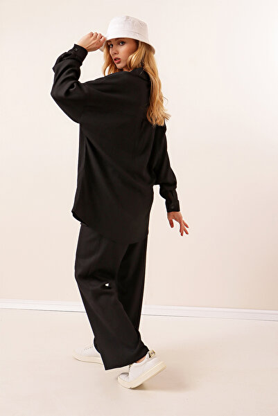 Bigdart Kadın Örme Gömlek Pantolon İkili Takım 1004 - Siyah