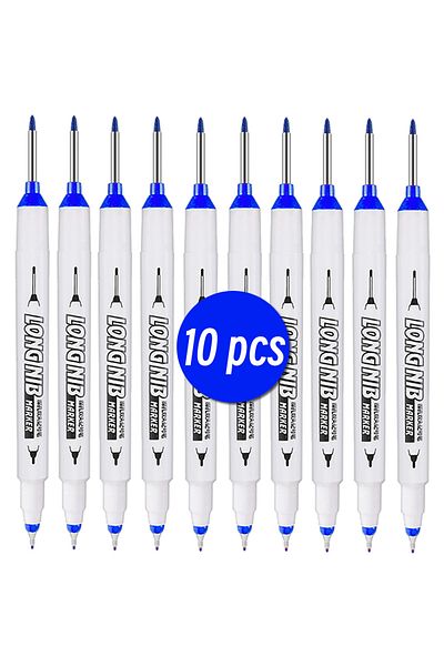 Choice 10 pcs Blue 20mm Double-Tip Deep Hole Long Head Nib Markers For Metal Pen Waterproof Bathroom Woodwo