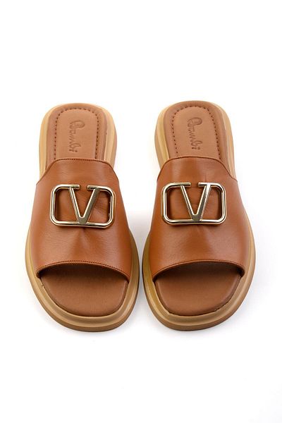 Bambi Taba Leather Women's Slippers K04359022803