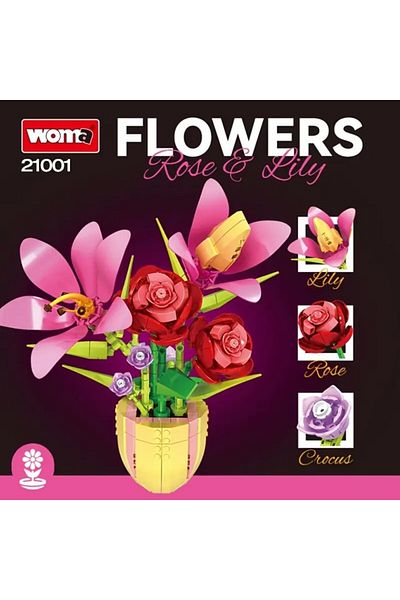 OyuncaklarÜlkesi Lego Compatible Botanicals Flower Bouquet Rose Lily Crocus Arrangement Decorative Legolar Building Set 450P