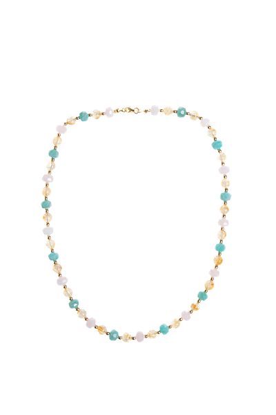 OSMANLI DOĞAL TAŞ Certified Citrine, Pink Quartz and Amazonite Natural Stone Necklace