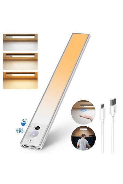 aiopp 20cm 72leds LED Under Cabinet Lights, 3 in 1 Motion Sensor Lights Indoor with Hand Wave Activated, 3