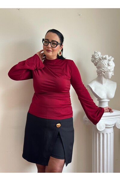 Vio Moda Büyük Beden Draped Blouse