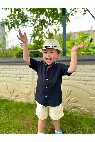 Rhythm Clothing Gökjoy Kids Linen Look, Shirt Shorts, Accessories Boys Casual Bottom-Top Set