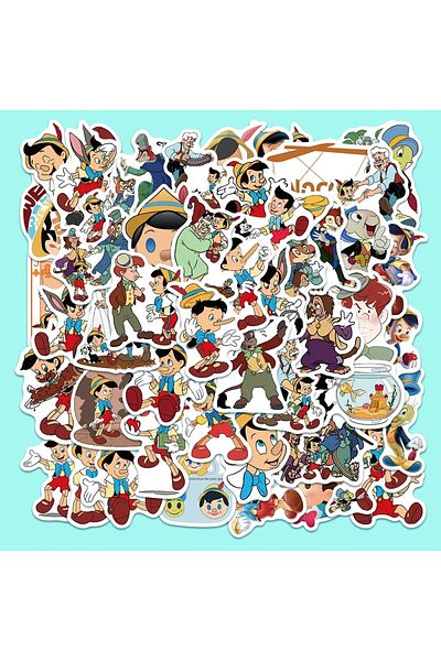 Miniso CNY153-50pcs 50pcs Disney Cartoon The Adventures of Pinocchio Stickers Anime DIY Scrapbooking Luggag