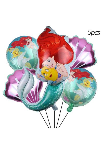 Miniso Other 5pcs Disney Mermaid Party supplies, Cute Mermaid aluminium balloons, Mermaid Theme Party Deco