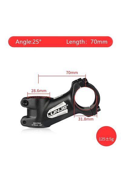 Choice 25Degree-70mm Ultralight Bike Stem 17 Degree Aluminium Alloy MTB Road Bicycle Stem 31.8mm 60/70/80/9