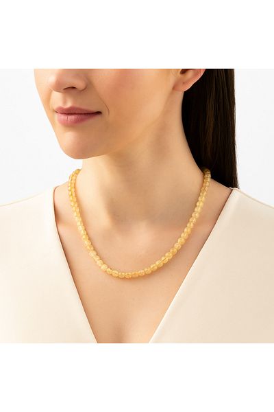 Safnaturel Igsl Certified Citrine 6 mm Strand Natural Stone Necklace