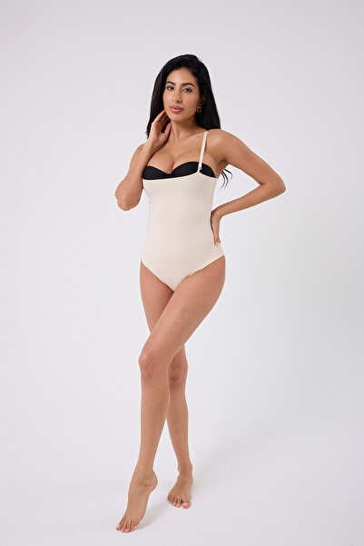 MİSTİRİK Mazzola Model Laser Cut Traceless Corset Snap Fastener Slip Body Skin Color