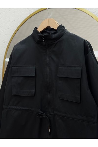 MİHRA STORE Trench Mango Ayda Beli cu șnur-NN20055 Negru