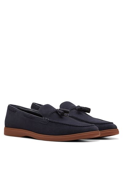 CLARKS Mocasini bărbătești albaștri CLARKS-26180334 040 PIELE ÎNTOARSĂ BLEUMARINĂ