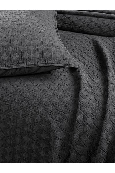 BED LİNE Elvira Bedspread Set Single Dark Gray Boxed