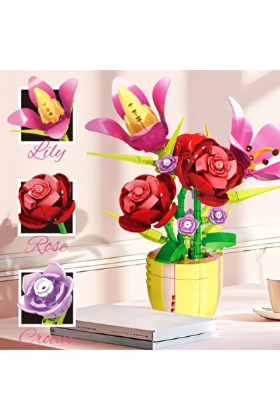 OyuncaklarÜlkesi مجموعة زهور بوتانيكالز المتوافقة مع ليجو، باقة زهور الورد والزنبق والكروكوس، مجموعة بناء ليجولار للديكور 450 صفحة