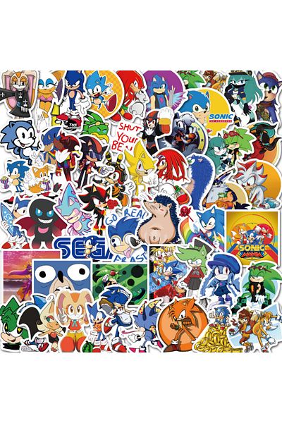 BANDAI 50PCS B 50Pcs/Set Cartoon Sonic Stickers Hedgehog Anime Toys Cartoon Graffiti Sticker for Water Bott