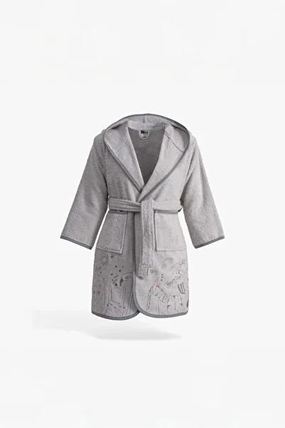 Green Black Animals 5/6 Years Old Boy's Bathrobe Gray