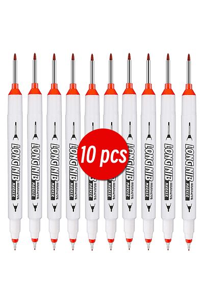 Choice 10 pcs Red 20mm Double-Tip Deep Hole Long Head Nib Markers For Metal Pen Waterproof Bathroom Woodwor