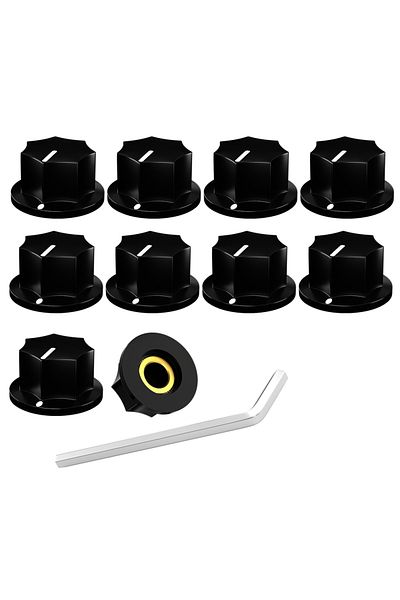 Choice Black DAIERBUMP 10PCS Black MXR Style Skirted AMP Knob 6.35MM Guitar Potentiometer Knobs Brass Inser
