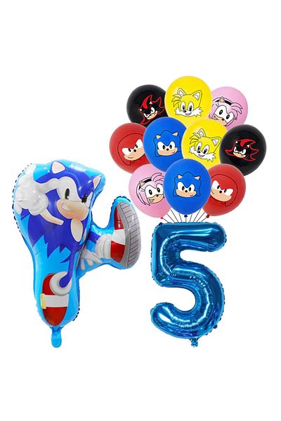 Miniso set 12pcs 12pcs Anime Sonic The Hedgehog Balloon Number Foil Globos 1 2 3 4 Years Old Birthday Party