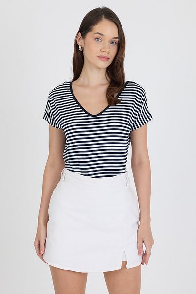 Rodi Tricou negru pentru femei cu decolteu în V față spate 0003