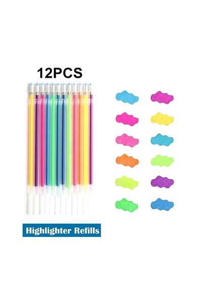 Choice 12Highlighter Refill 12Pcs Colors Gel Pens and Refills for School Office Coloring Book Journals Draw