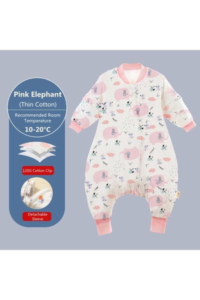 AIBOYING أكياس نوم للأطفال بمقاس 80-90 سم، بتصميم فيل وردي - 2 2025، بأرجل من...