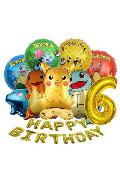 Miniso 1pack 6 Pokemon Birthday Party Theme Pikachu Squirtle Bulbasaur Decoration Foil Balloons Set Kids Bi