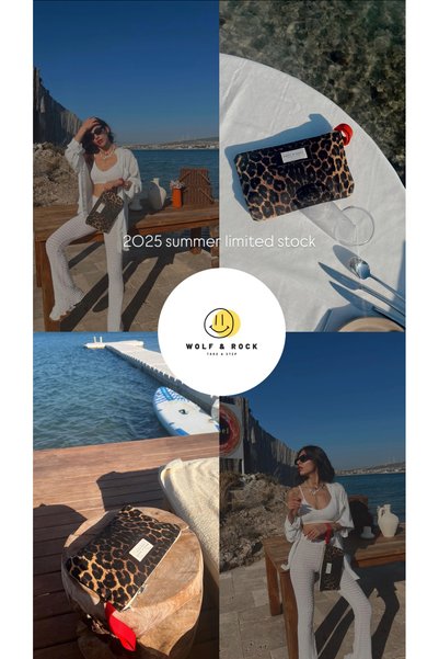 WOLF & ROCK Leopard Pattern Clutch Bag/Hand Bag