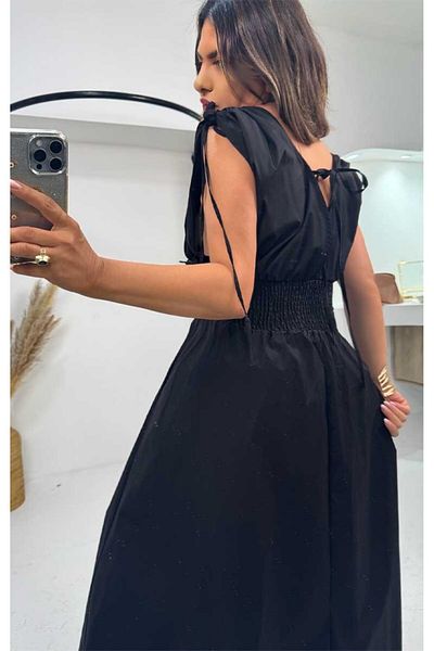 Sohotique By P Embroidered Flower Applique Dress Black