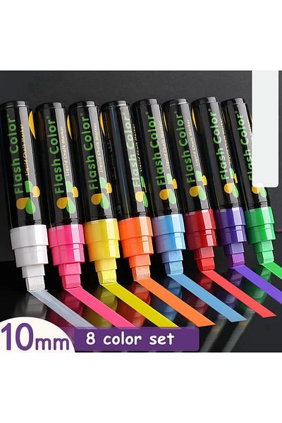 Choice 10mm 8pcs set 8 Color/set LED Highlighter Fluorescent Marker Pens Erasable Chalk 5/6/8/10mm Statione