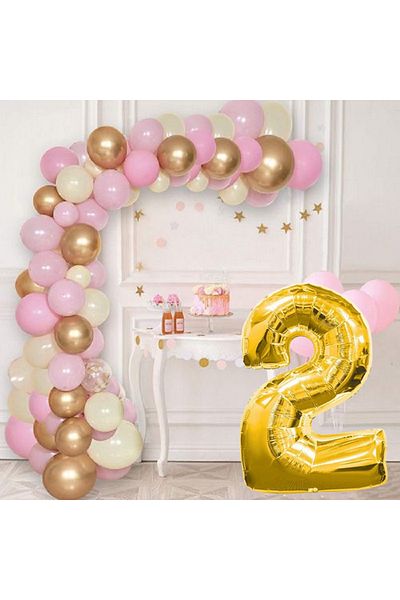 tedaks 2 Year Old Pink Concept Balloon Set Birthday Balloon Stylish Party Ornament