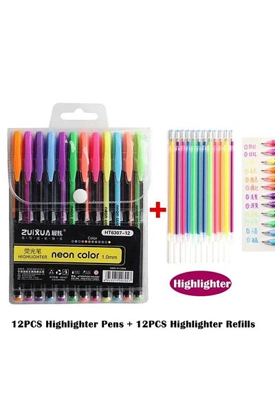 Choice 12pc pen 12 Refill A 12Pcs Colors Gel Pens and Refills for School Office Coloring Book Journals Draw