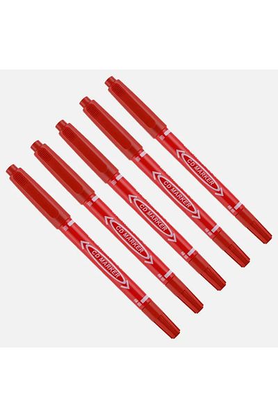 Choice Red-5Pcs 5/10 Pcs Twin Tip Permanent Marker Black/Blue/Red Oil Marker Pen Fine Nid Marker Ink Statio