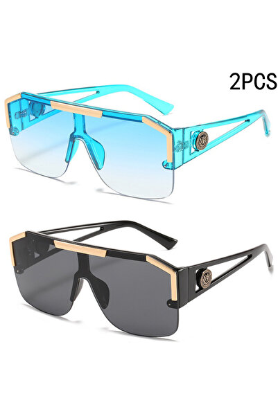 Choice Black Blue 1/2PCS Men And Women Oversized Square Fashion Sunglasses Sp...