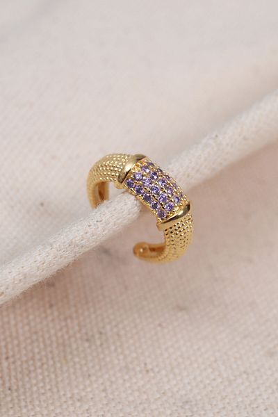 Süspüs Accessories Lilac Zircon Stone Gold Color Single Compression Cartilage Earring