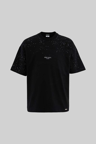 Machinist Men's Free Soul Glowing Printed Oversize Black T-Shirt