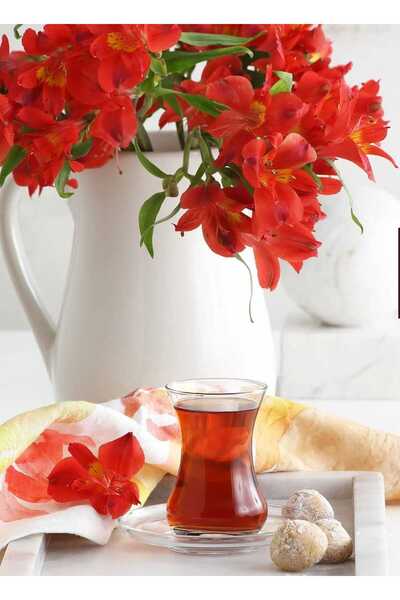 KIZILELMADA طقم أكواب شاي زجاجية من LAV مكون من 12 قطعة - للاستخدام اليومي وا...