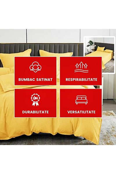 PATONE Bed linen Bumbat Satinat Baroque UNI, 6 pieces, double bed, yellow