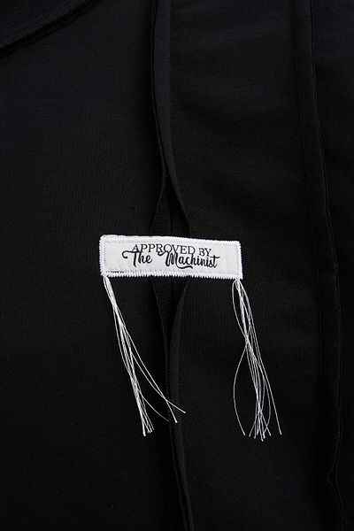 Machinist Men's Stitch Detailed Split Oversize Black T-Shirt