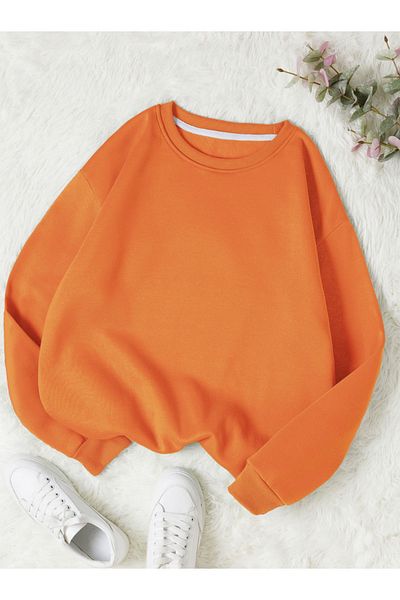 COHERENT Unisex Women/Men Solid Color Oversize Crew Neck Cotton Sweatshirt