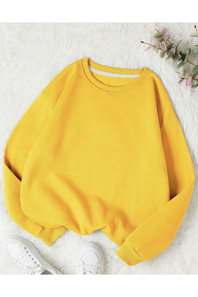 COHERENT Unisex Women/Men Solid Color Oversize Crew Neck Cotton Sweatshirt
