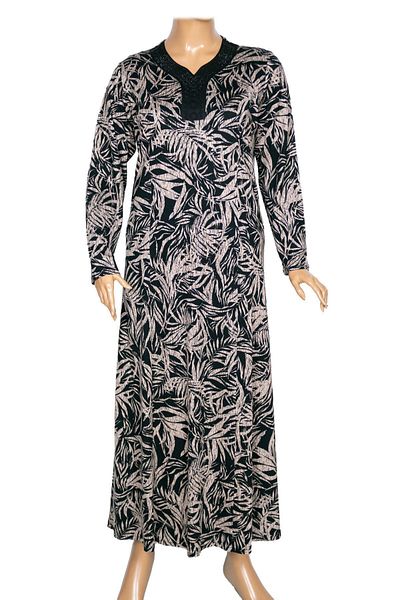 Hermevsim Hesna Women's Minel Battal Size Cup Full Length Navy Blue Dress Pattern 25