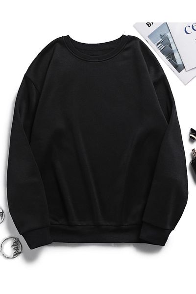 COHERENT Unisex Women/Men Solid Color Oversize Crew Neck Cotton Sweatshirt