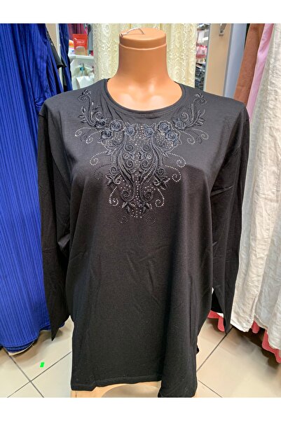 Butik Tesettür kadın büyük beden etek üzeri genç anne taşlı penye bluz